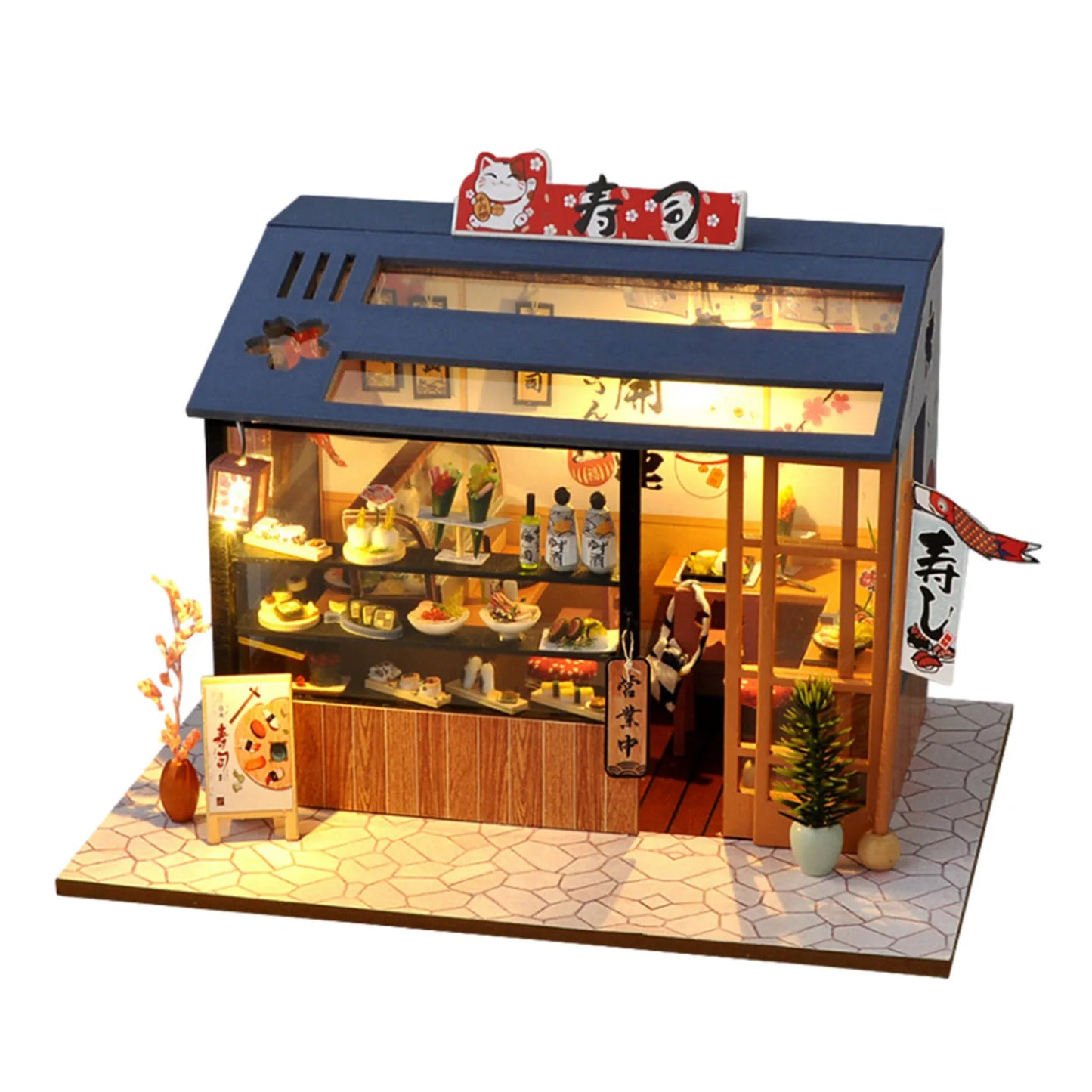 Magasin de sushi japonais, maison de poupée miniature à faire soi-même avec meubles, maison de sushi miniature, jouets pour enfants, cadeaux pour filles