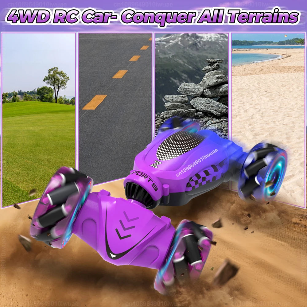 Children RC Car Toy for Boys Girls 4WD 2.4G Gesture Sensing Remote Control Stunt Car 360° Rotation Off Road Twist Drift Car Gift