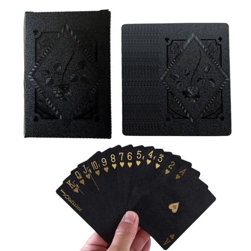 Jeu de cartes de poker en plastique 54 pièces/ensemble Jeu de cartes à jouer en feuille noire Collection de cadeaux de poker magiques et imperméables