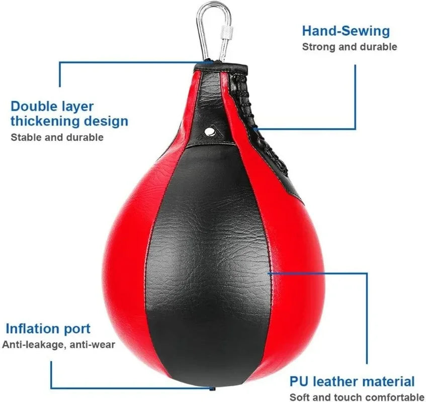 2024 New Boxing Speed Ball Pear Shape PU Speed Bag Boxing Punching Bag Swivel Speedball Exercise Fitness Training Ball