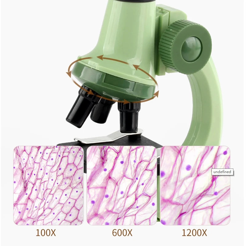 Microscope optique HD 100X/600X/1200X avec lumière LED pour la science et l'éducation des enfants, jouets éducatifs Montessori en biologie