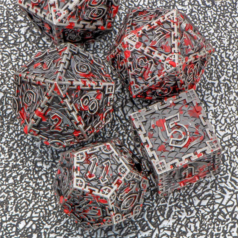 Juego de dados de metal KERWELLSI, juego de dados DND D&amp;D de 7 piezas, dados poliédricos para juegos de rol de mazmorras y dragones, dados D y D hechos a mano