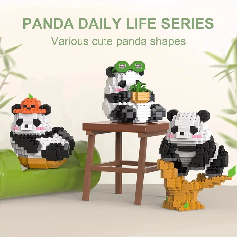 Cute Chinese Panda Building Blocks Sets DIY Educational Assembly Toys Bricks Mini Animals Model MOC Kids Christmas Birthday Gift