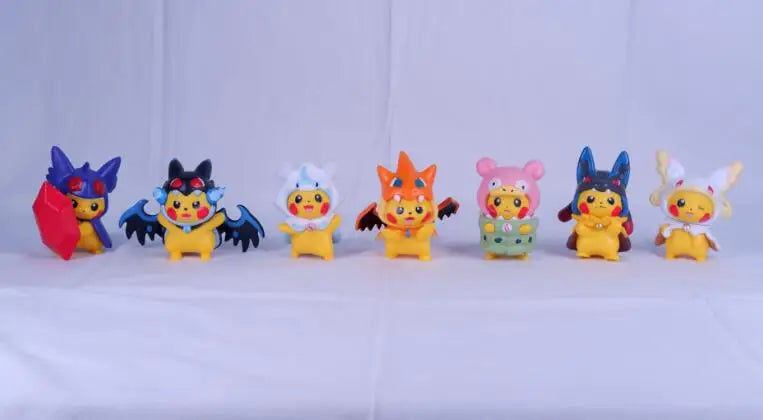 Juego de 7 figuras de Pokémon Pikachu como Charizard Slowbro Lucario Slowbro de 7 cm