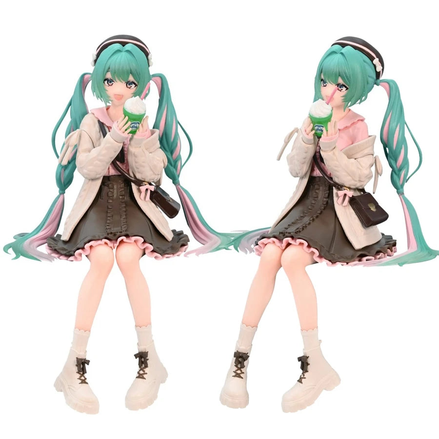 Figurine d'anime Hatsune Miku de 15 cm, figurine d'action Miku d'automne Date Kawaii Girl Noodle Stopper, figurine de boîtier d'ordinateur, modèle d'ornements