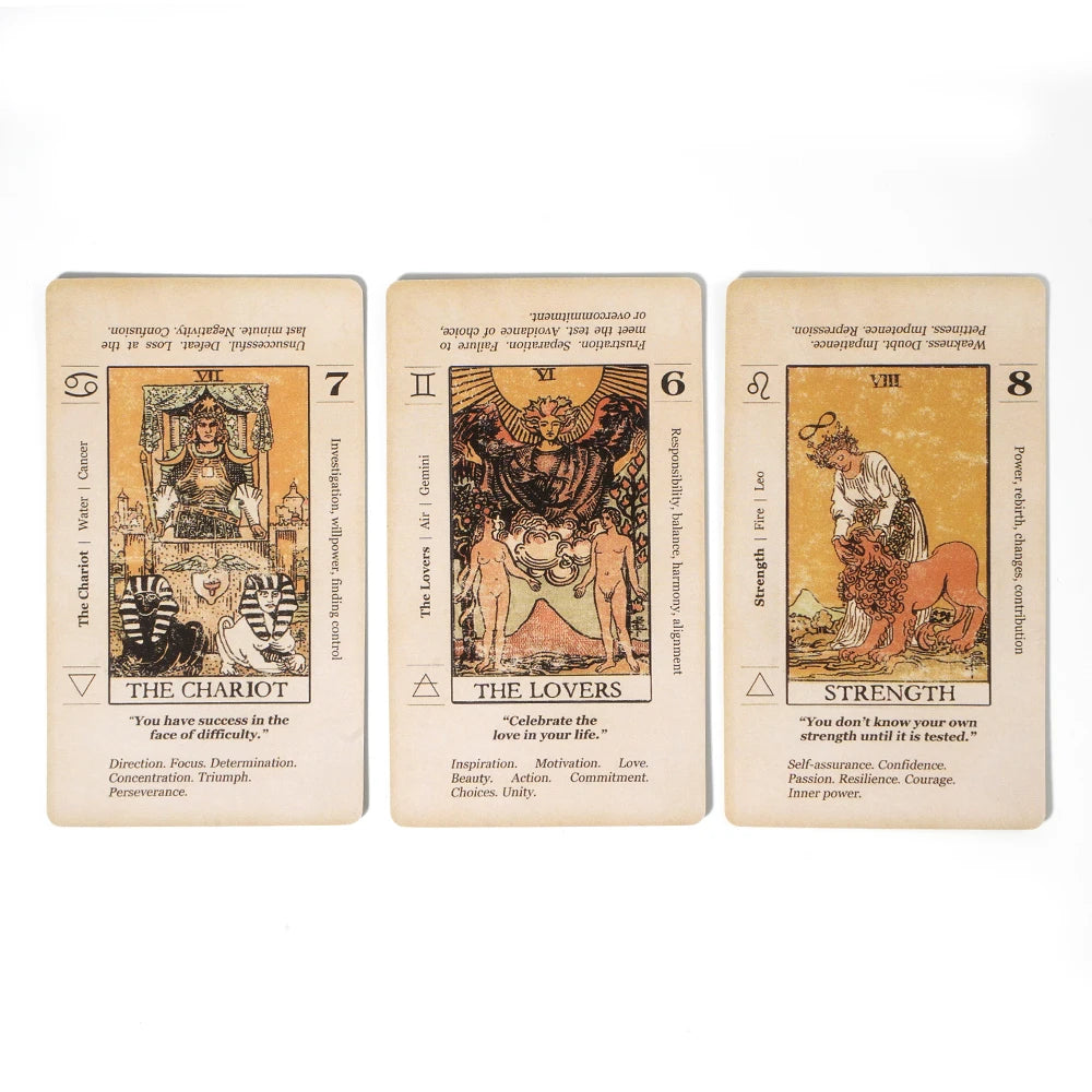 Signification des cartes de tarot avec signification dessus Mot-clé du tarot pour débutant Jeu de tarot ancien Apprendre le tarot 78 cartes