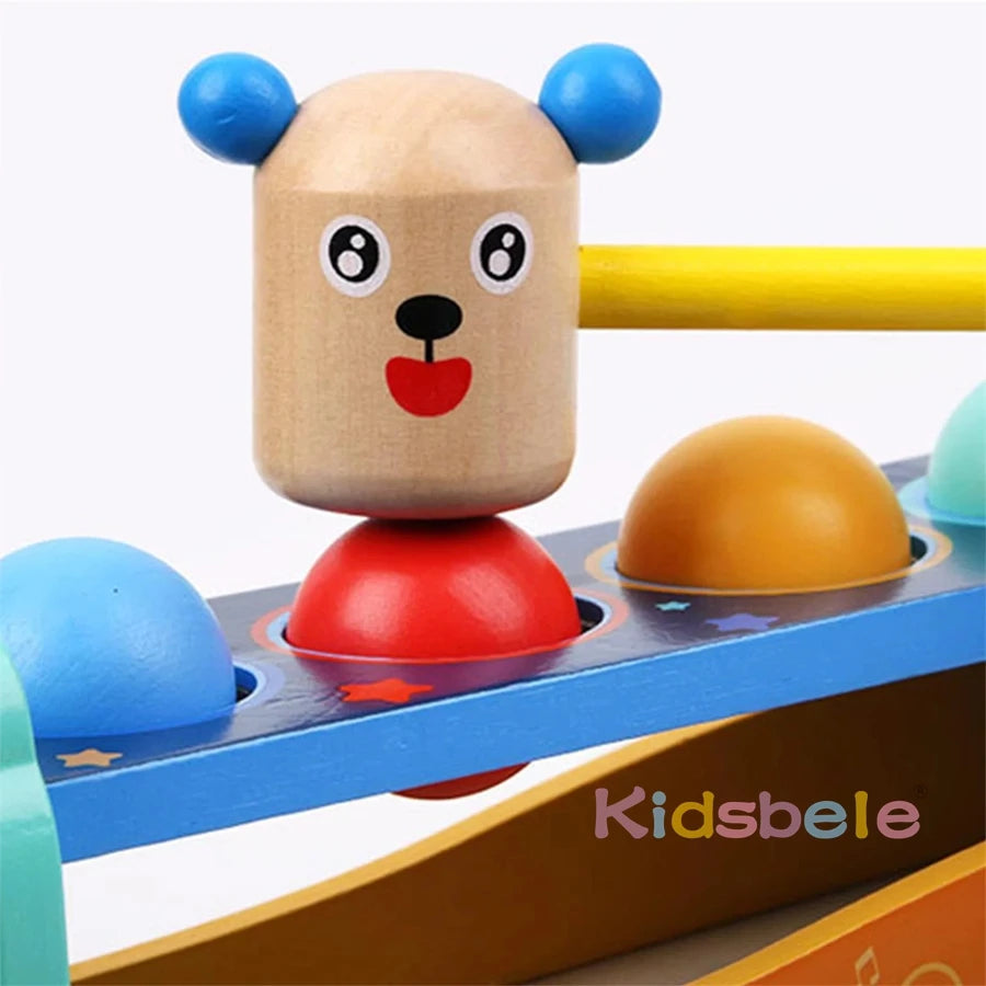 Juguetes de madera para martillar y golpear para aprender habilidades motoras finas, juguete con forma de bola rodante, juguete Montessori divertido para martillar y golpear