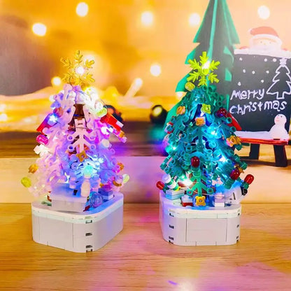 New Christmas Tree Building Blocks Music Box With Lights Christmas Ornaments Gift Assembly Small Particles For Girls Gift Toys