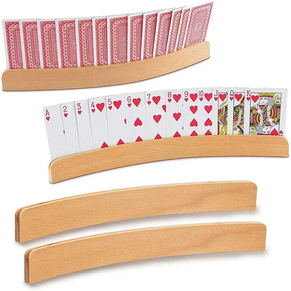 Lot de 2/3/4 supports de cartes à jouer incurvés en bois pour poker mains libres, accessoires de fête pour enfants