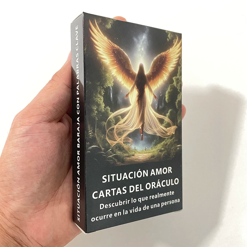 Cartas del Oráculo en Español, Baraja del Tarot del Amor, Baraja del Oráculo de Situaciones, Palabras Clave del Tarot para Principiantes, 12x7cm, 53 Cartas