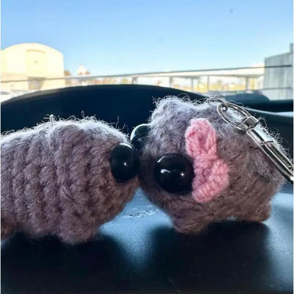 Porte-clés en peluche avec son et musique de hamster triste, jouet mignon en peluche, jouet doux, animal en peluche, poupée, porte-clés