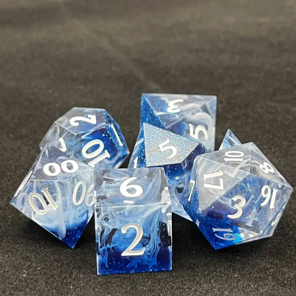 DND Dice Set, Resin Sharp Edge Dice for Dungeon and Dragons Games TRPG Dice D20 D6 Polyhedral Digital Dice RPG D&D Dice 7pcs