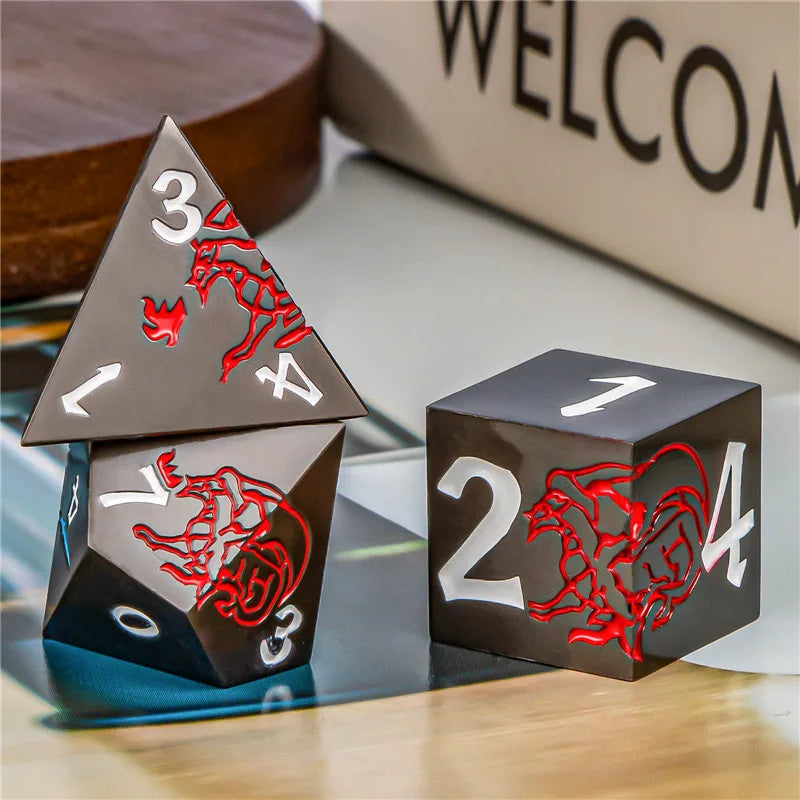 Ensemble de dés en métal KERWELLSI DND D&amp;D, dés polyédriques Dungeon et Dragon D et D, dés de jeu de rôle faits à la main D20 D12 D10 D8 D6 D4