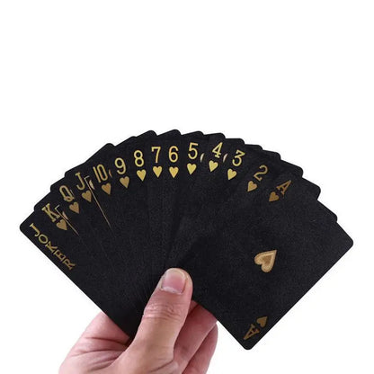 Jeu de cartes de poker en plastique 54 pièces/ensemble Jeu de cartes à jouer en feuille noire Collection de cadeaux de poker magiques et imperméables