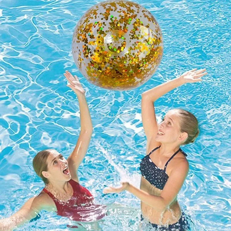 Pelota de playa inflable con purpurina de 40/60 cm, pelota de agua de verano, pelotas de playa con lentejuelas para fiestas en la piscina de verano, juguetes para niños y adultos