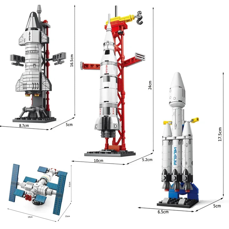 MOC Mini Aviation Modèle de fusée habitée Blocs de construction Station aérospatiale spatiale Briques Jouets de construction de ville pour enfants