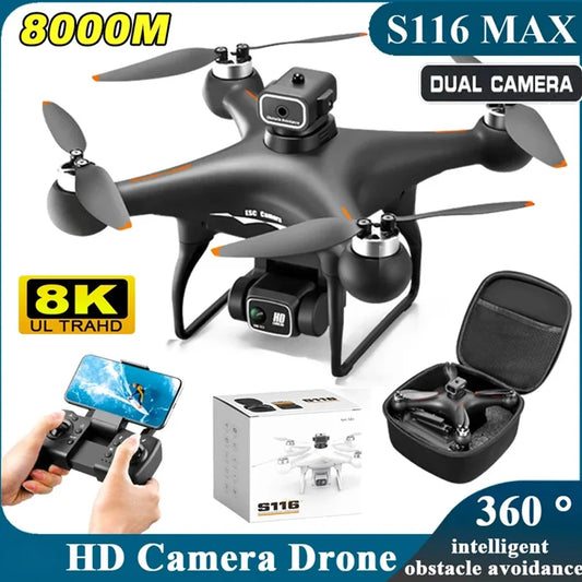 Drone S116 Max 8K GPS 4K Double caméra aérienne Moteur sans balai Batterie longue durée Drone d'évitement d'obstacles Caméra Drone professionnel