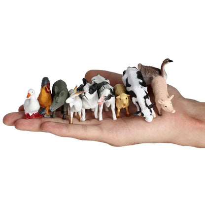 12pcs Simulation Farm Poultry Ocean Animal Action Figures Model Pig Bird Duck Hen Goose Horse Cow Dog Goat Bear Toy for children