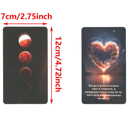 Cartas del oráculo de la creencia cósmica rusa de 12 x 7 cm, baraja del tarot del amor, profecía para principiantes, palabras clave, adivinación, 52 cartas