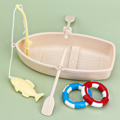 1:12 Maison de poupée Koala Miniature Meubles Simulation Bateau en Bois Pêche Décoration Micro Modèle Fille Playhouse Cadeau d'Anniversaire Jouets