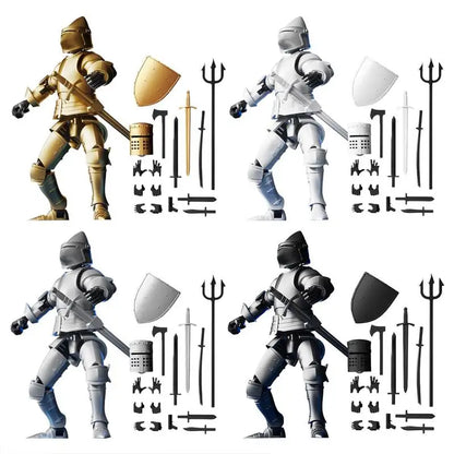 Figures Toys Movable Robot Multi-Jointed Dummys 3D Printed Medieval Knight Action Figure Model Doll Shapeshift Robot