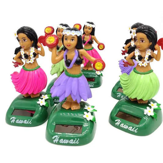 Tableau de bord solaire Hawaii Dancing Girl Décorations de tableau de bord de voiture Figurine dansante Jouet Hawaiian Hula Shaking Head Dancer Ornements