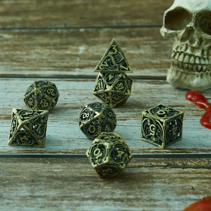 Lot de 7 dés polyédriques solides en métal pour DND, jeu de rôle DND, MTG, RPG, Rol, Pathfinder, jeux de société