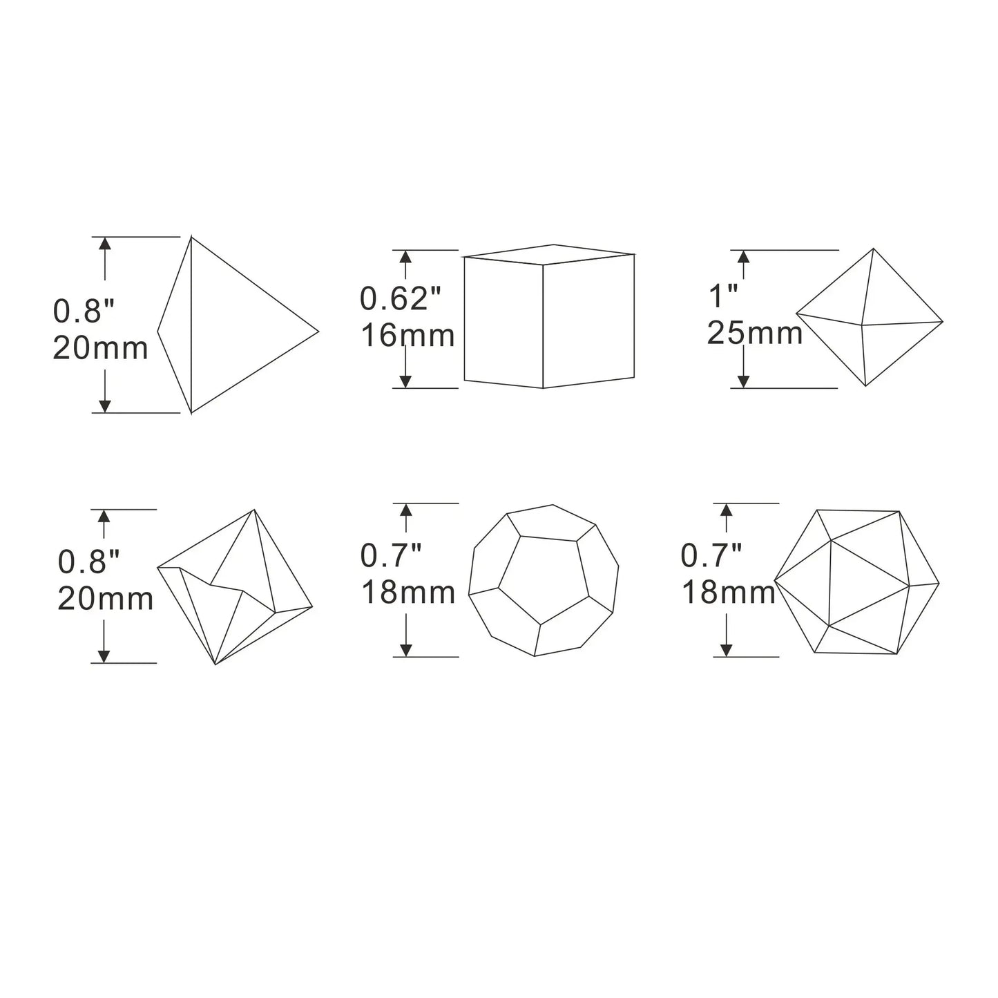 Ensemble de 7 dés DND de style cristal, dés de jeu de table polyédriques, dés de jeu de rôle RPG