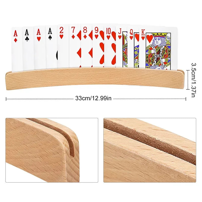 Lot de 2/3/4 supports de cartes à jouer incurvés en bois pour poker mains libres, accessoires de fête pour enfants