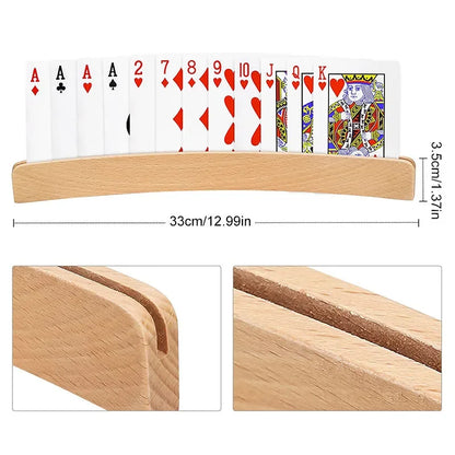 Lot de 2/3/4 supports de cartes à jouer incurvés en bois pour poker mains libres, accessoires de fête pour enfants