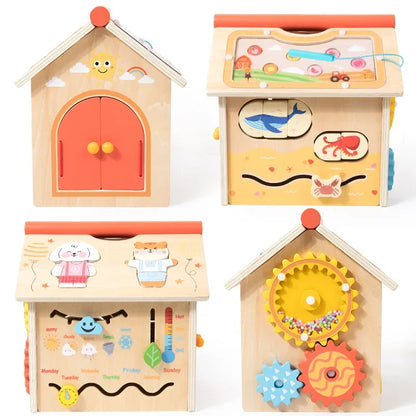 Children's early education creative house parent-child interactive multi-functional treasure box busy house puzzle table game