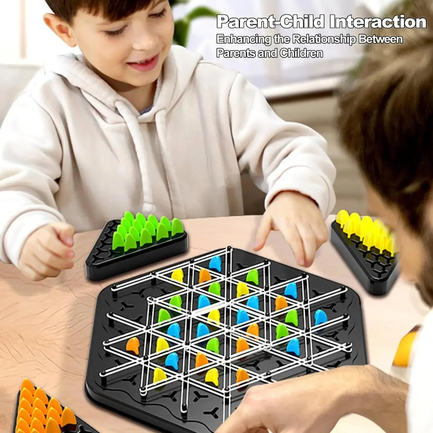 Chain Triangle Chess Game 2 To 4 Players Family Games Kids Adults Board Games Triggle Rubber Band Strategy Make More Triangles