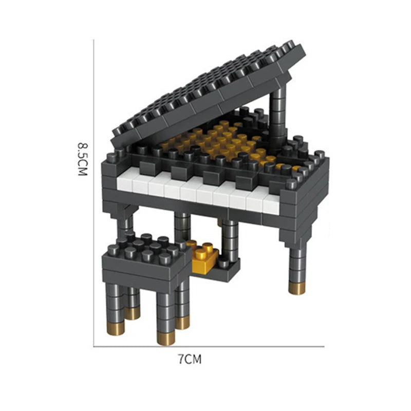 Blocs de construction d'instruments de musique MOC Série musicale Mini piano guitare en plastique Assemblage de bricolage Micro briques Jouet éducatif pour enfants