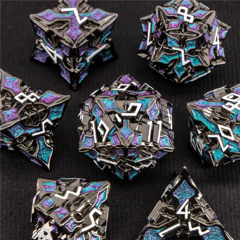 OUKELANWO DND Metal Dice Set D&amp;D, dés de jeu de rôle polyédriques Dungeon et Dragon, dés de jeu RPG D et D D20 D12 D10 D8 D6 D4