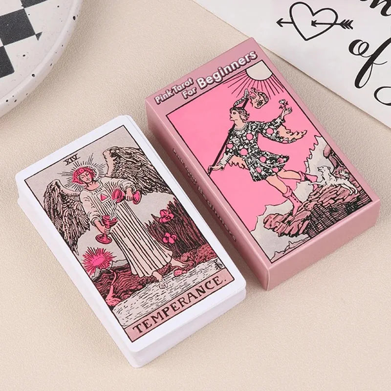 Jeu de cartes de tarot Pink Rider Waite pour débutants Jeu de divination de prophétie Jeu de société de fête familiale Jeu de divination de cartes de destin