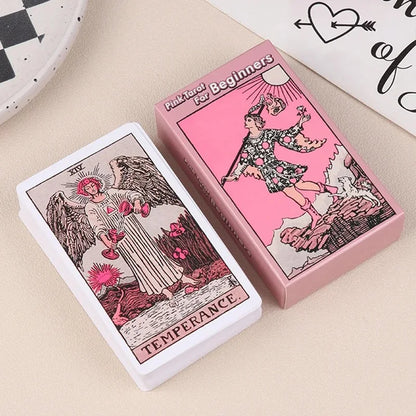 Jeu de cartes de tarot Pink Rider Waite pour débutants Jeu de divination de prophétie Jeu de société de fête familiale Jeu de divination de cartes de destin