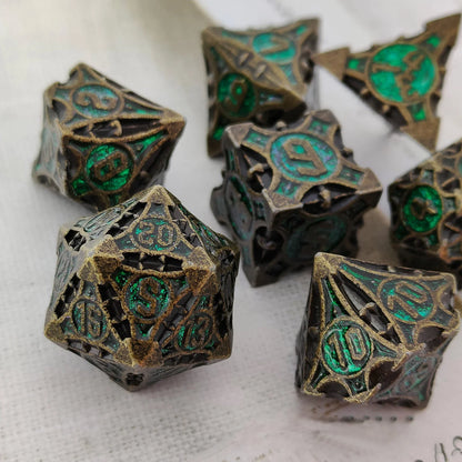 7 piezas de metal para dados DND OCO poliédricos D&amp;D DND Dungeons and Dragons Juego de rol MTG RPG Rol Pathfinder Juegos de mesa