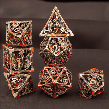 OUKELANWO DND Metal Hollow Dice Set D&D, Polyhedral Role Playing Dice, D and D Dungeon and Dragon Dice D20 D12 D10 D8 D6 D4