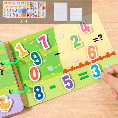 Montessori Quiet Books Puzzle Game Busy Book Animal Number Paste Matching English Early Learning Educational Toys for Toddlers