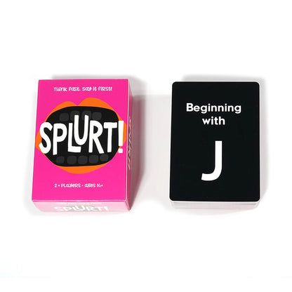 Juego de cartas Splurt ¡Splurt! Juego de cartas portátil para fiestas ¡Piensa rápido y dilo primero!, Juego de mesa rosa