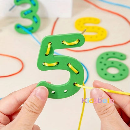 Jouet de laçage de lettres, jeu d'enfilage de chiffres et d'alphabet, jouet éducatif en bois, jouet ABC Montessori pour voiture, maison, voyage, enfants