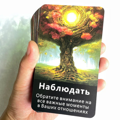 Baraja de cartas del oráculo del árbol espiritual ruso, tablero de tarot profético, 12 x 7 cm, adivinación, tarot con significado, juguetes de adivinación