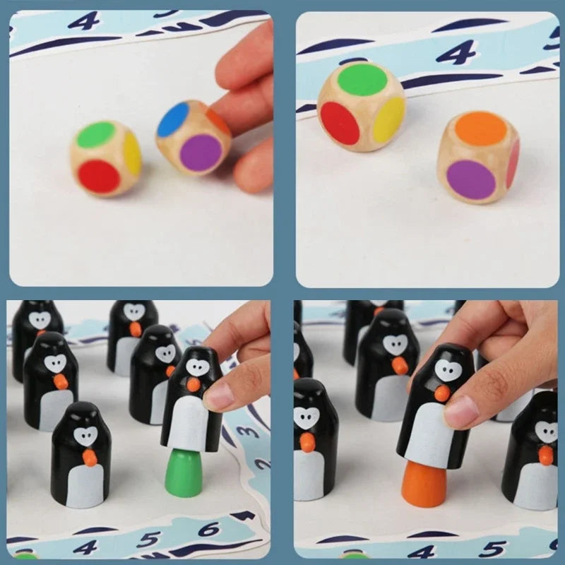 Juego de mesa de pingüino multijugador para niños, rompecabezas de memoria, ajedrez de exploración de madera, juego de mesa para padres e hijos para fiestas de 2 a 6 jugadores