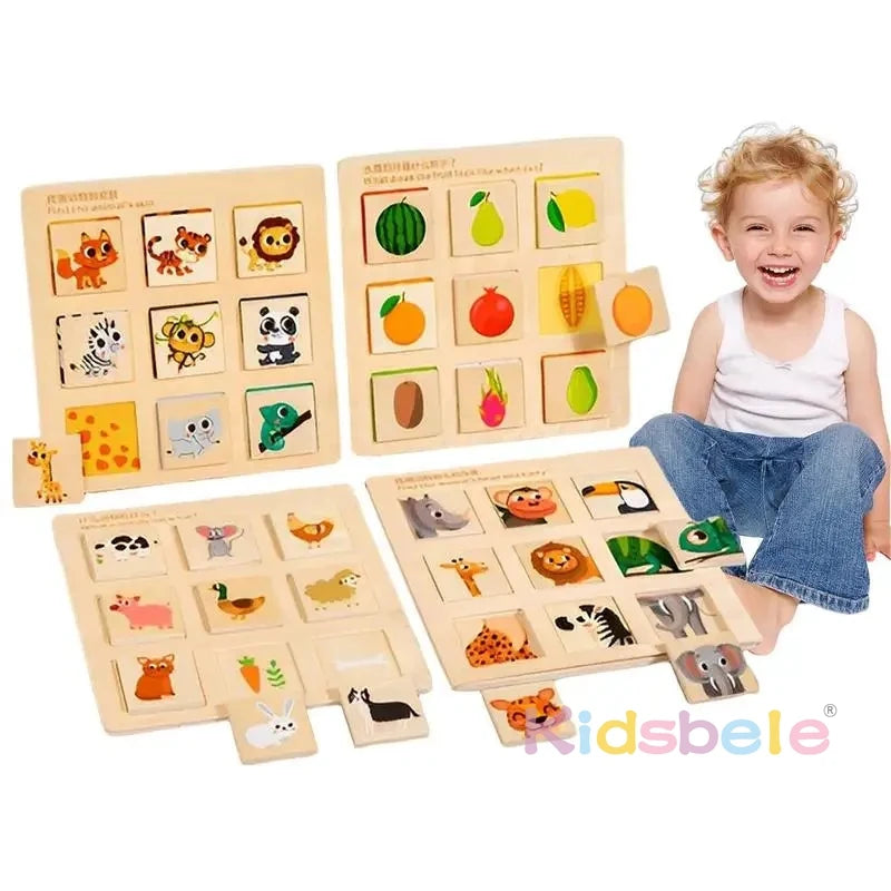 Animal Puzzle Toys for Kids Wooden Logical Thinking Matching Puzzle Montessori Teaching Board