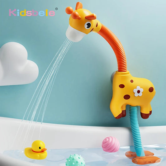 1pc petite girafe électrique vaporisateur d'eau arroseur parfait jouets d'aspiration pour bébé jouets de baignoire et jouets de bain