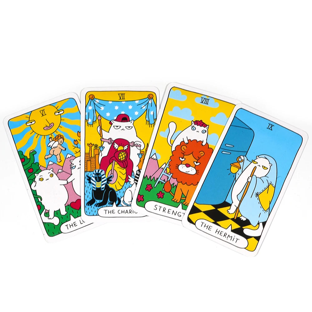 Cartes de tarot pour chat Wyspell Jeu de tarot pour chat de 78 cartes Cartes de tarot uniques pour les amoureux des chats et les passionnés de tarot Tarot mignon