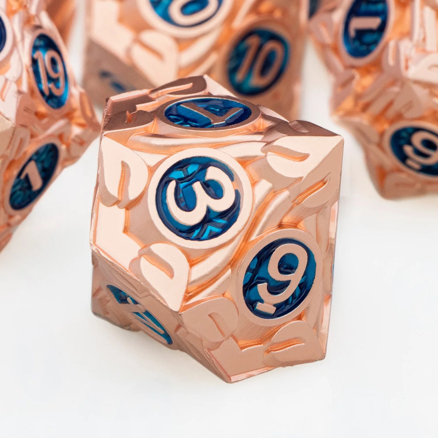 DND Metal Red Copper Blue RPG Polyhedral For Dungeon and Dragon Tabletop Role Playing Game D and D Dice Set D20 D12 D10 D8 D6 D4