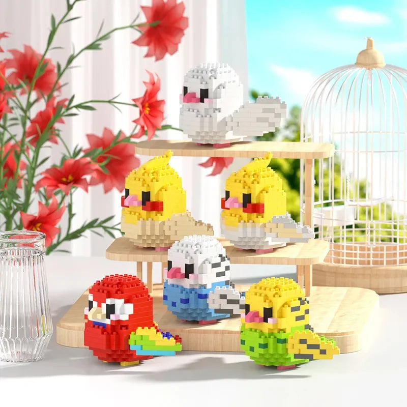 Nouveaux blocs de construction micro-oiseaux perroquets calopsitte perruche bricolage assemblé pigeon ara modèle 3D mini briques figurines jouets pour enfants