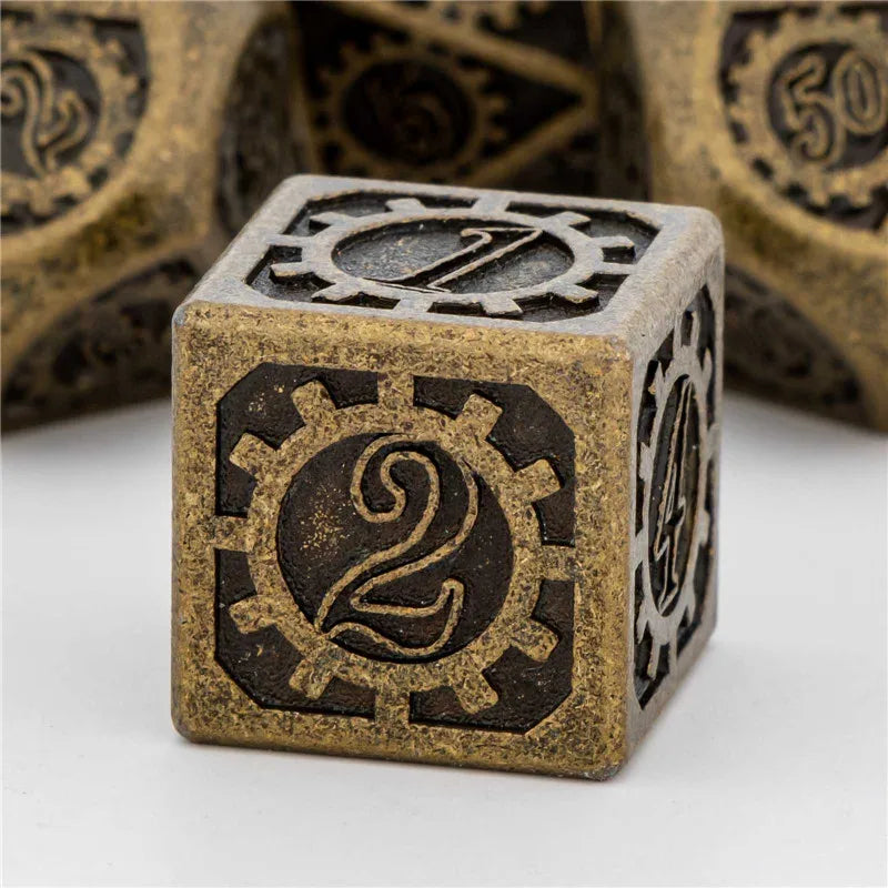 Juego de dados KERWELLSI DND D&amp;D, dados de metal poliédricos para juegos de rol de mazmorras y dragones, dados hechos a mano D20 D12 D10 D8 D6 D4