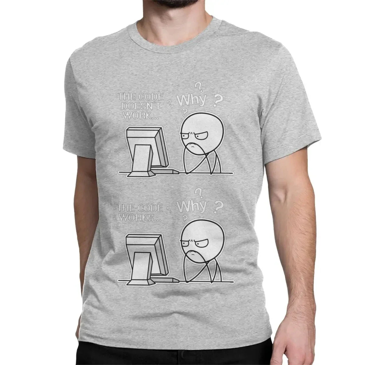 Le code ne fonctionne pas Programmeur de codage Codeur Geek Cadeau T-shirts Hommes Femmes T-shirts en coton T-shirts à col rond Vêtements à manches courtes